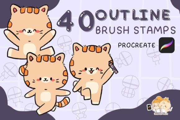 Chestnut Outline Brush Stamps for Procreate